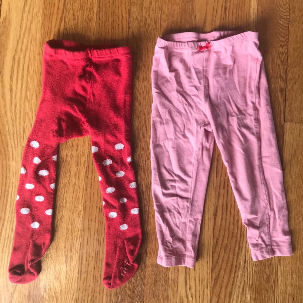 Bundle of Gap/Pink Chicken leggings/tights, sz 12M